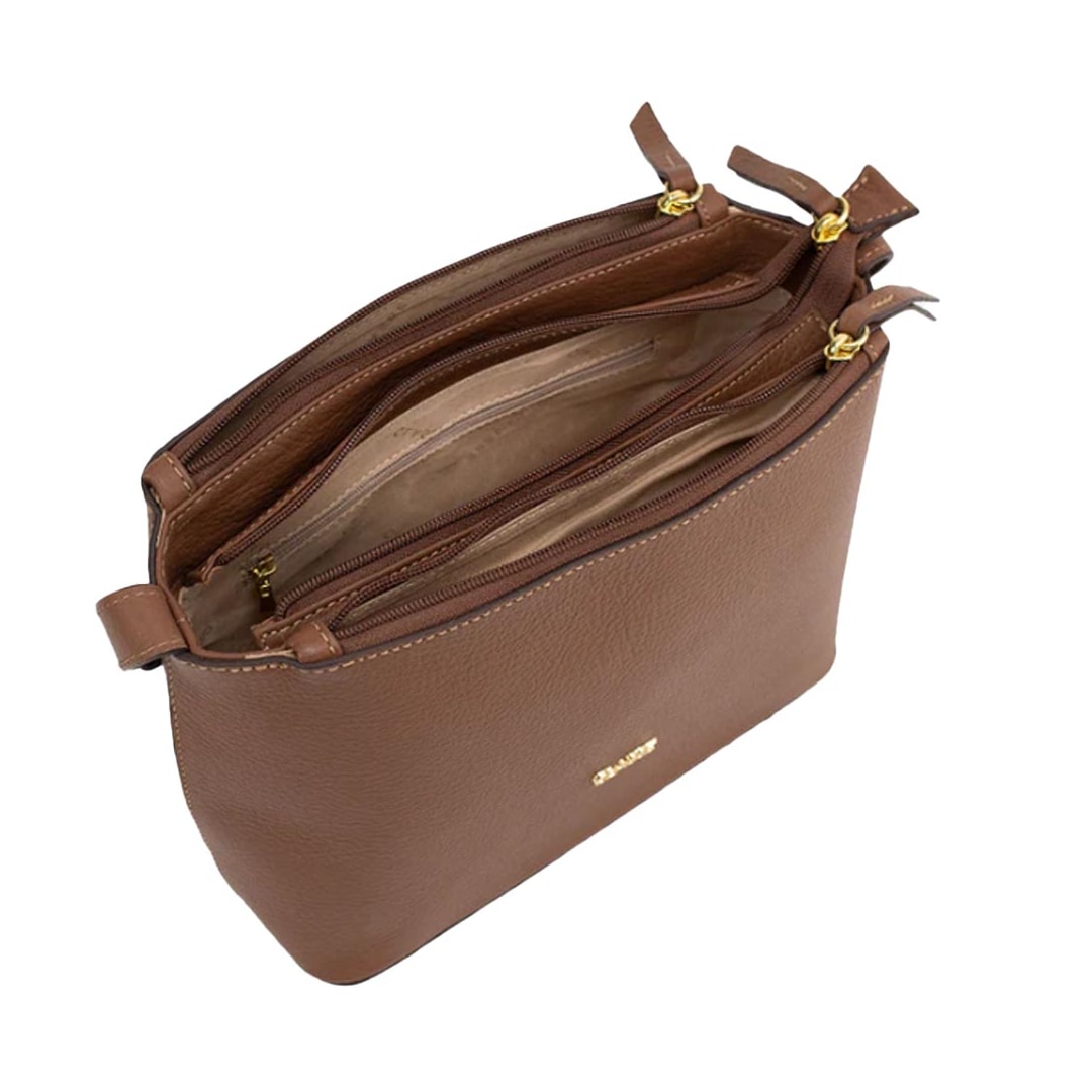 Bolsa Classe Croosbody De Couro 2633-2 Castor 38