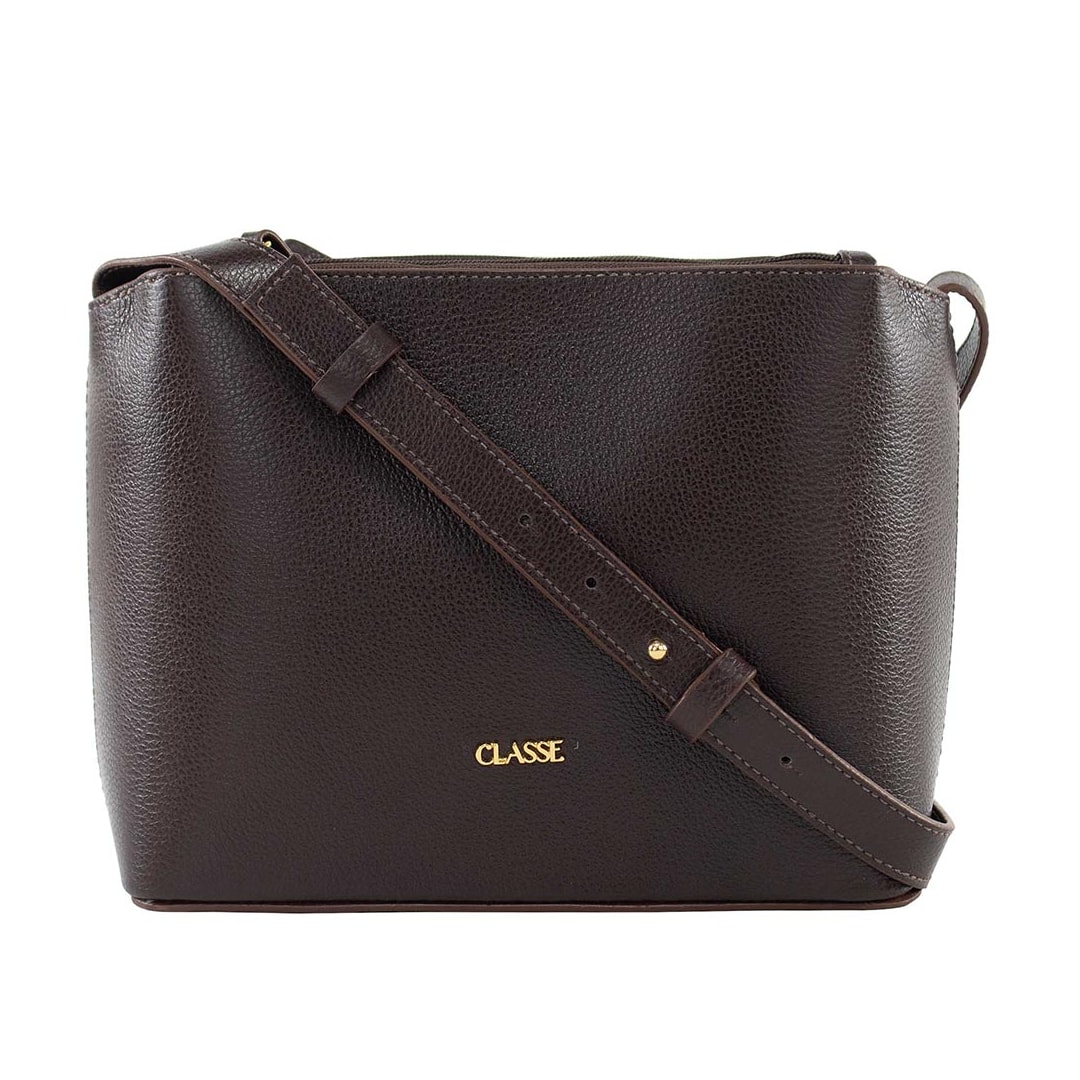 Bolsa Classe Croosbody De Couro 2633-2 Chocolate