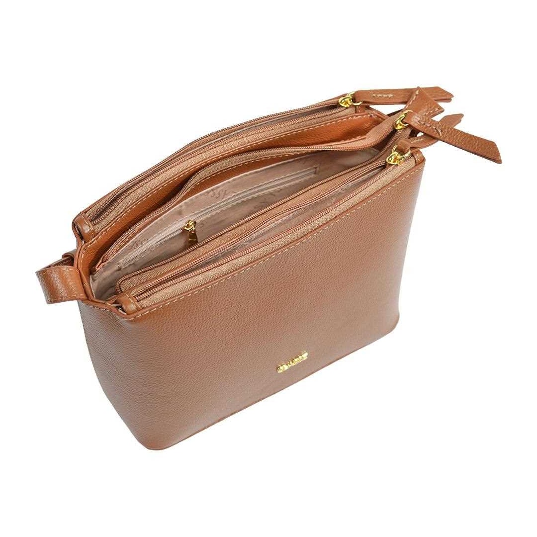 Bolsa Classe Croosbody De Couro 2633-2 Nocciola 38