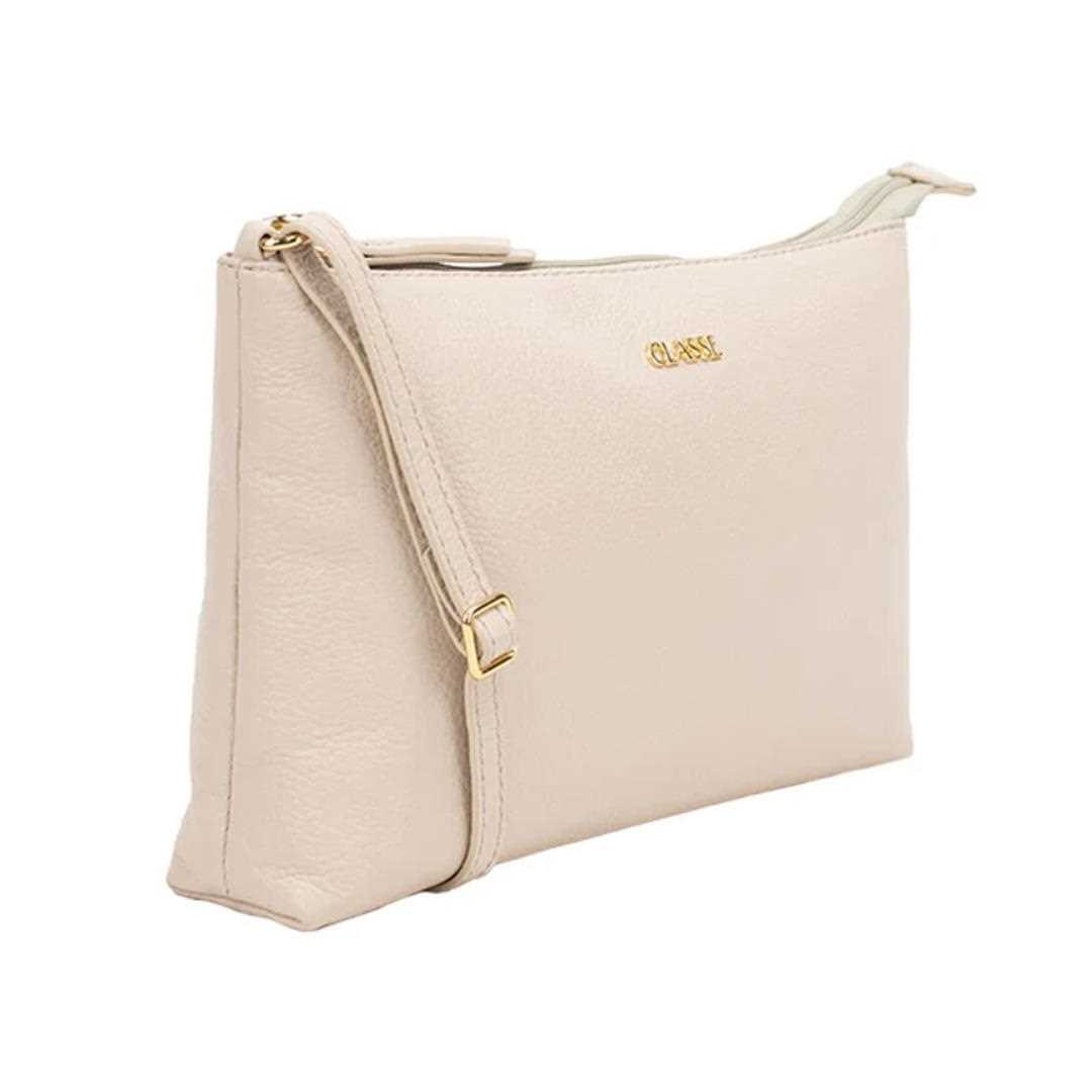 Bolsa Classe Croosbody De Couro 3151 Creme Bolsa Classe Croosbody De Couro 3151 Creme