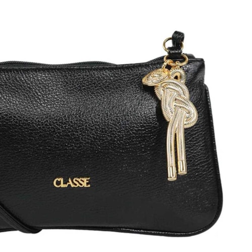 Detalhe - Bolsa Classe Croosbody De Couro 3262 Preto