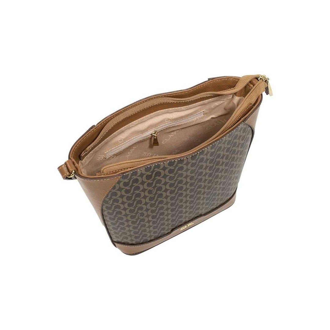 Bolsa Classe Croosbody De Couro 3303 Marrom