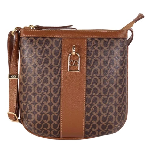 Bolsa Classe Crossbody Canvas Pvc 3549 Marrom