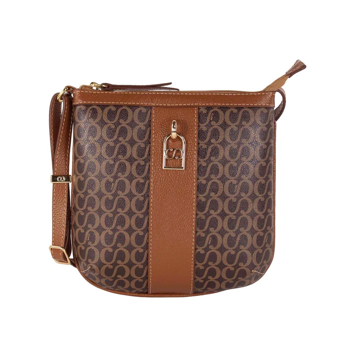 Bolsa Classe Crossbody Canvas Pvc 3549 Marrom Bolsa Classe Crossbody Canvas Pvc 3549 Marrom