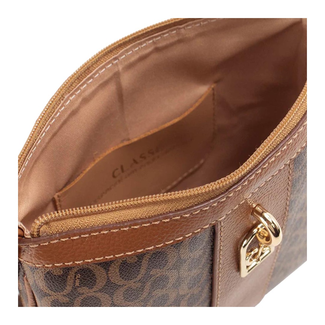 Bolsa Classe Crossbody Canvas Pvc 3549 Marrom
