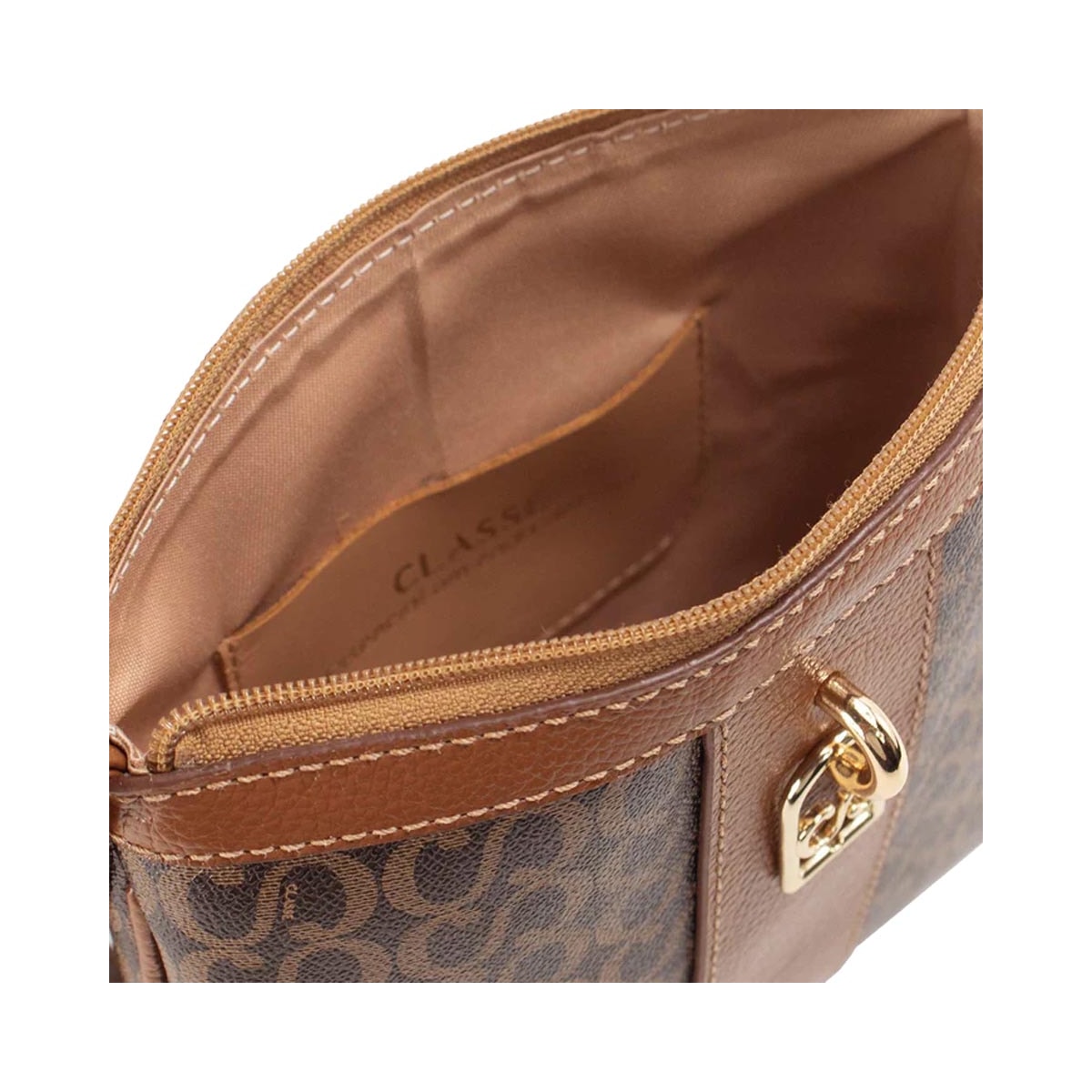 Bolsa Classe Crossbody Canvas Pvc 3549 Marrom