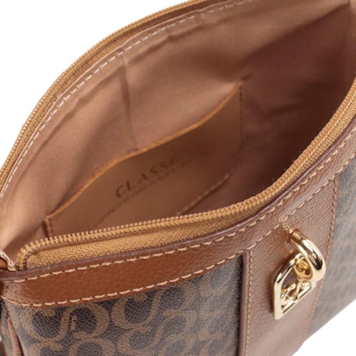Detalhe - Bolsa Classe Crossbody Canvas Pvc 3549 Marrom
