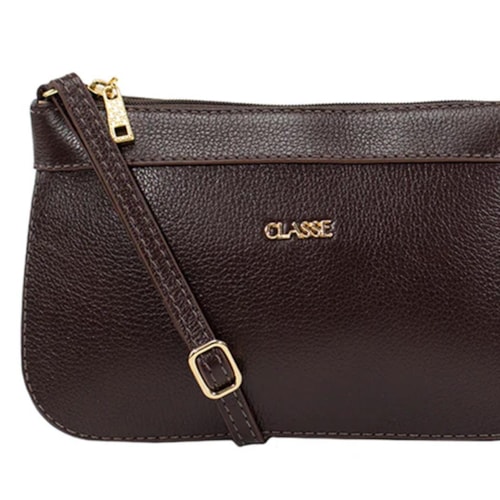 Detalhe - Bolsa Classe Crossbody Couro 2150 Chocolate