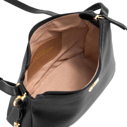 Detalhe - Bolsa Classe Crossbody Couro 3528 Preto