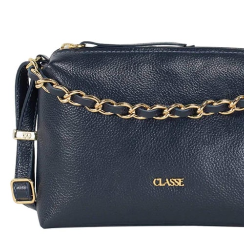 Detalhe - Bolsa Classe Crossbody Couro 3556 Marinho
