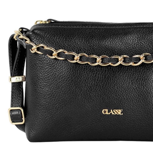 Detalhe - Bolsa Classe Crossbody Couro 3556 Preto