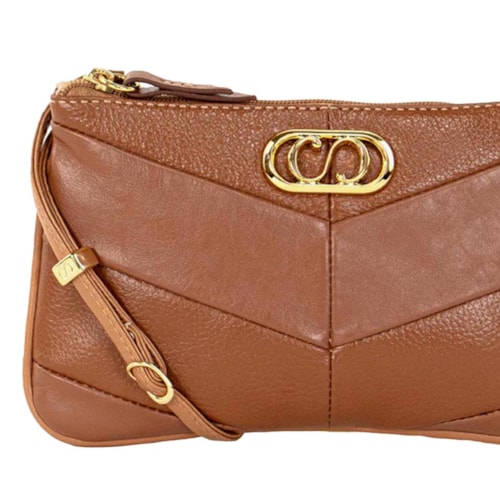 Detalhe - Bolsa Classe Crossbody Couro 3580 Nocciola