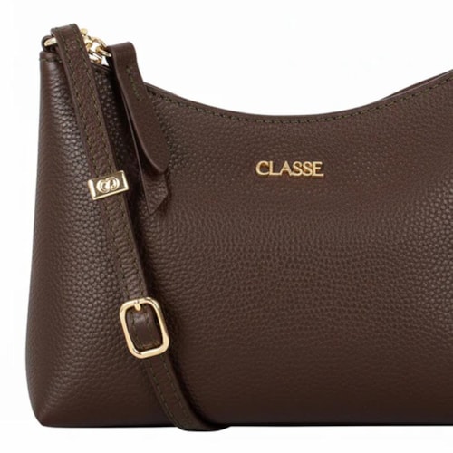 Detalhe - Bolsa Classe Crossbody Couro 3594 Chocolate