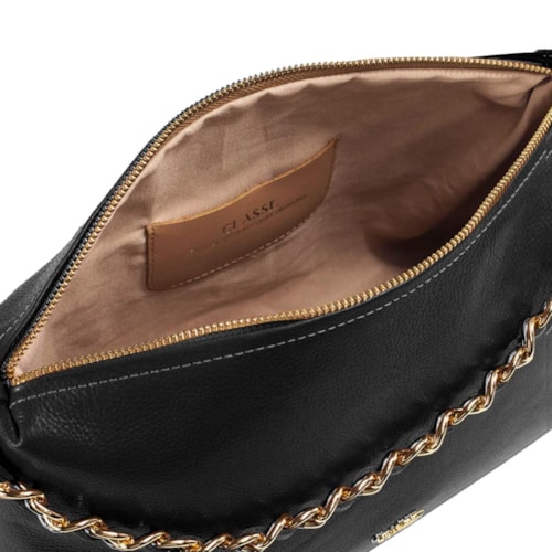 Detalhe - Bolsa Classe De Couro 3565 Preto