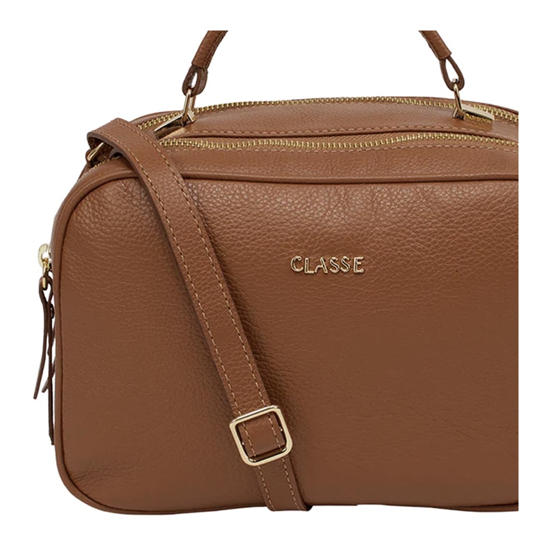 Bolsa Classe Feminina Camera Bag De Couro 2846-2 Nocciola