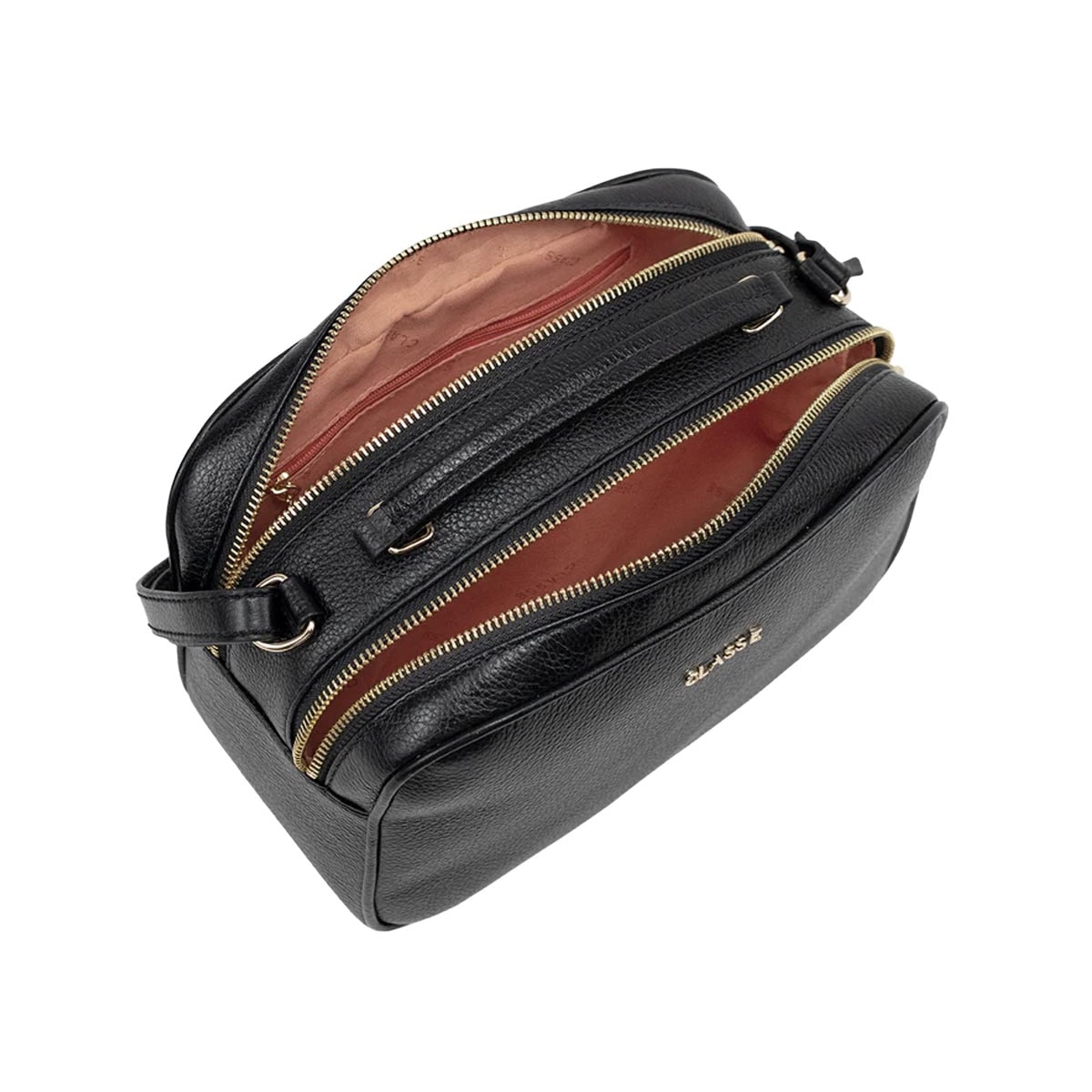 Bolsa Classe Feminina Camera Bag De Couro 2846-2 Preto Bolsa Classe Feminina Camera Bag De Couro 2846-2 Preto