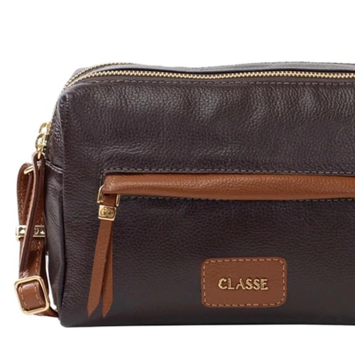 Detalhe - Bolsa Classe Feminina De Couro 3476 Chocolate