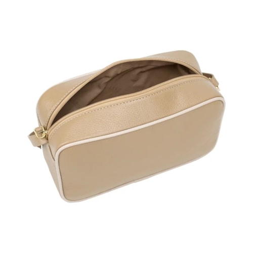 Bolsa Classe Feminina De Couro Camera Bag 3171 Creme