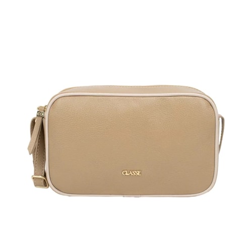 Bolsa Classe Feminina De Couro Camera Bag 3171 Creme