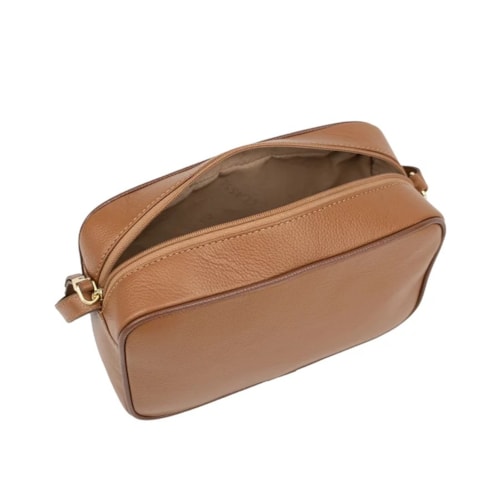 Bolsa Classe Feminina De Couro Camera Bag 3171 Nocciola