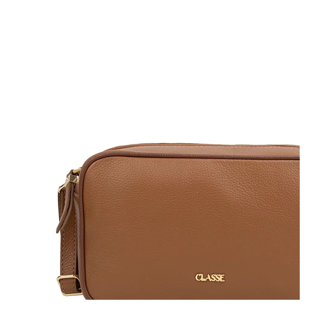Bolsa Classe Feminina De Couro Camera Bag 3171 Nocciola