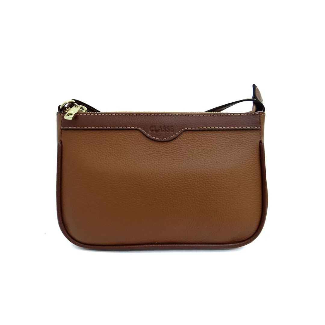 Bolsa Classe Feminina De Couro Croosbody 3016-2 Castor Bolsa Classe Feminina De Couro Croosbody 3016-2 Castor