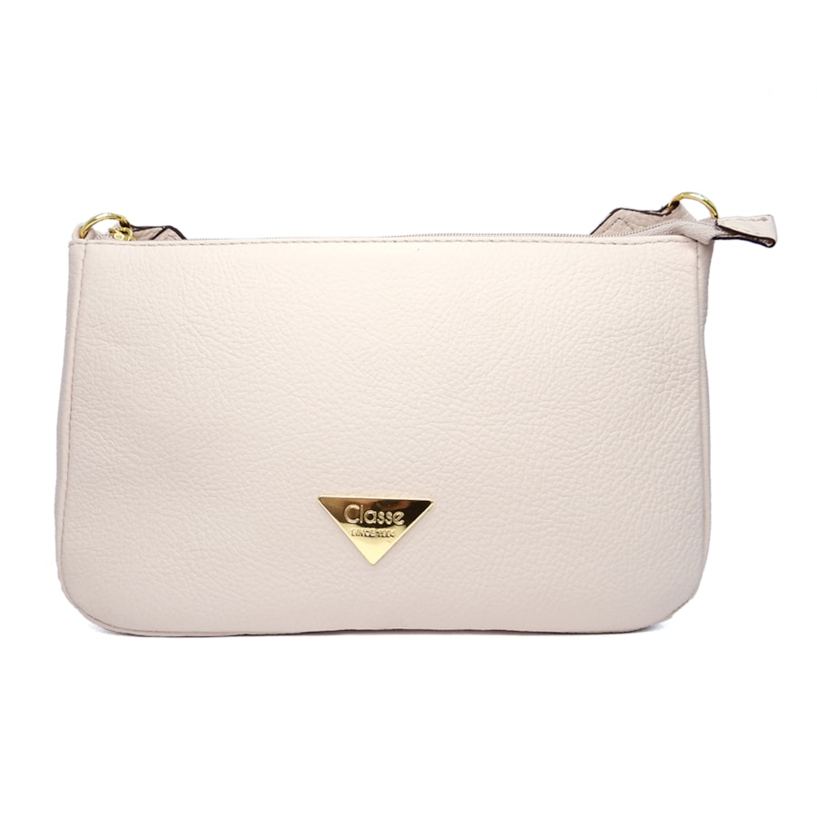 BOLSA CLASSE FEMININA DE COURO CROOSBODY 3122-A - CREME - Linha Conforto