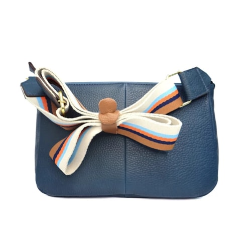 Detalhe - Bolsa Classe Feminina De Couro Croosbody 3122-A Petroleo