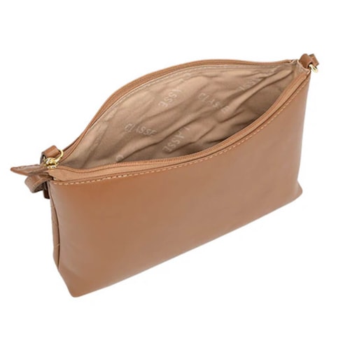 Bolsa Classe Feminina De Couro Croosbody 3151-2 Nocciola