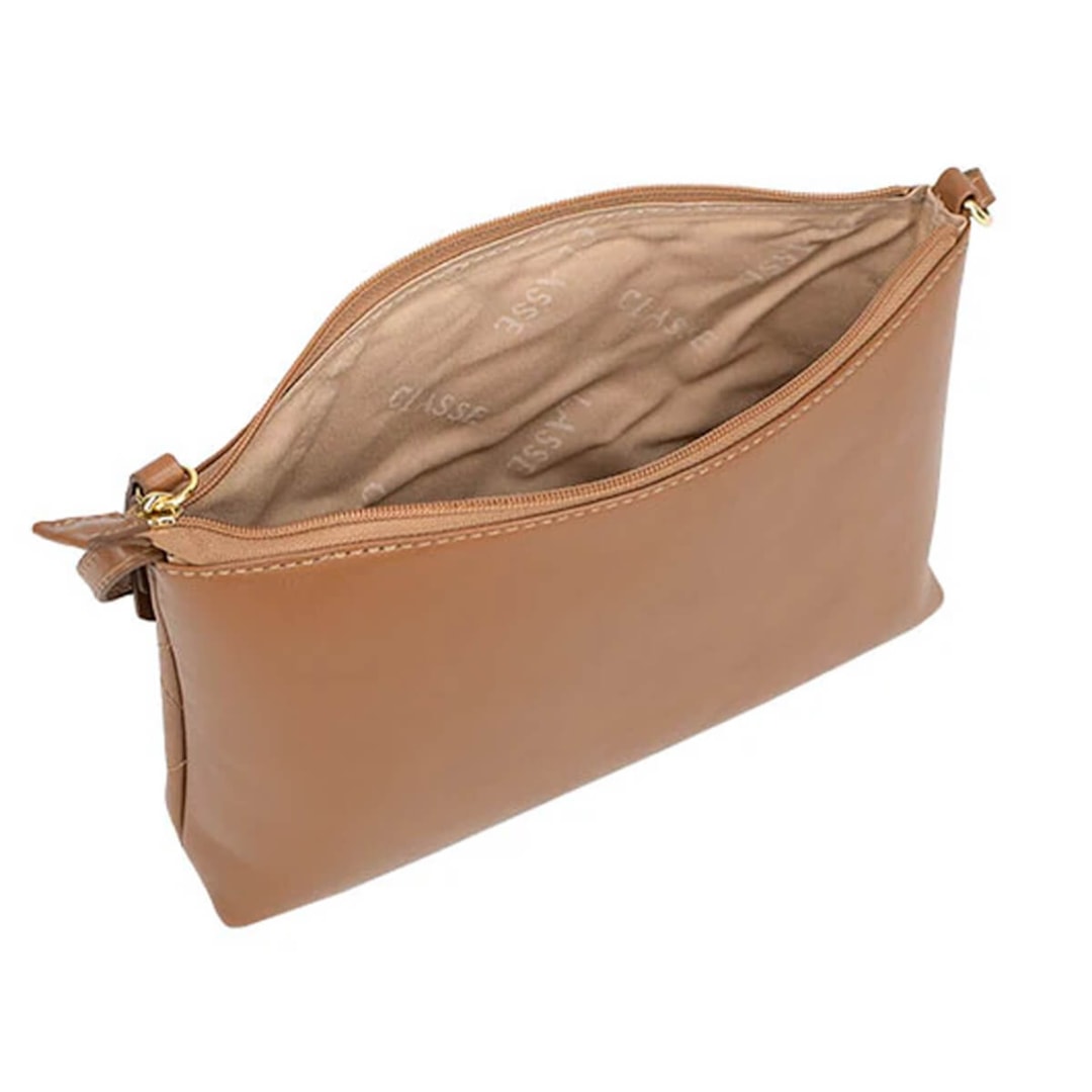 Bolsa Classe Feminina De Couro Croosbody 3151-2 Nocciola