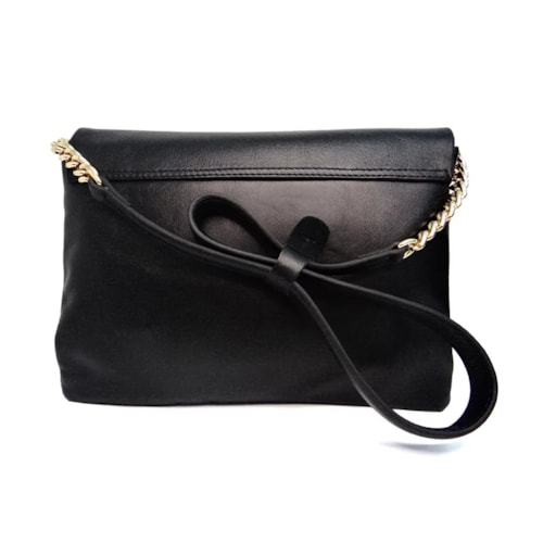 Detalhe - Bolsa Classe Feminina De Couro Tiracolo 3194 Preto