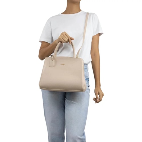 Bolsa Classe Feminina De Couro Tote 3188 Creme