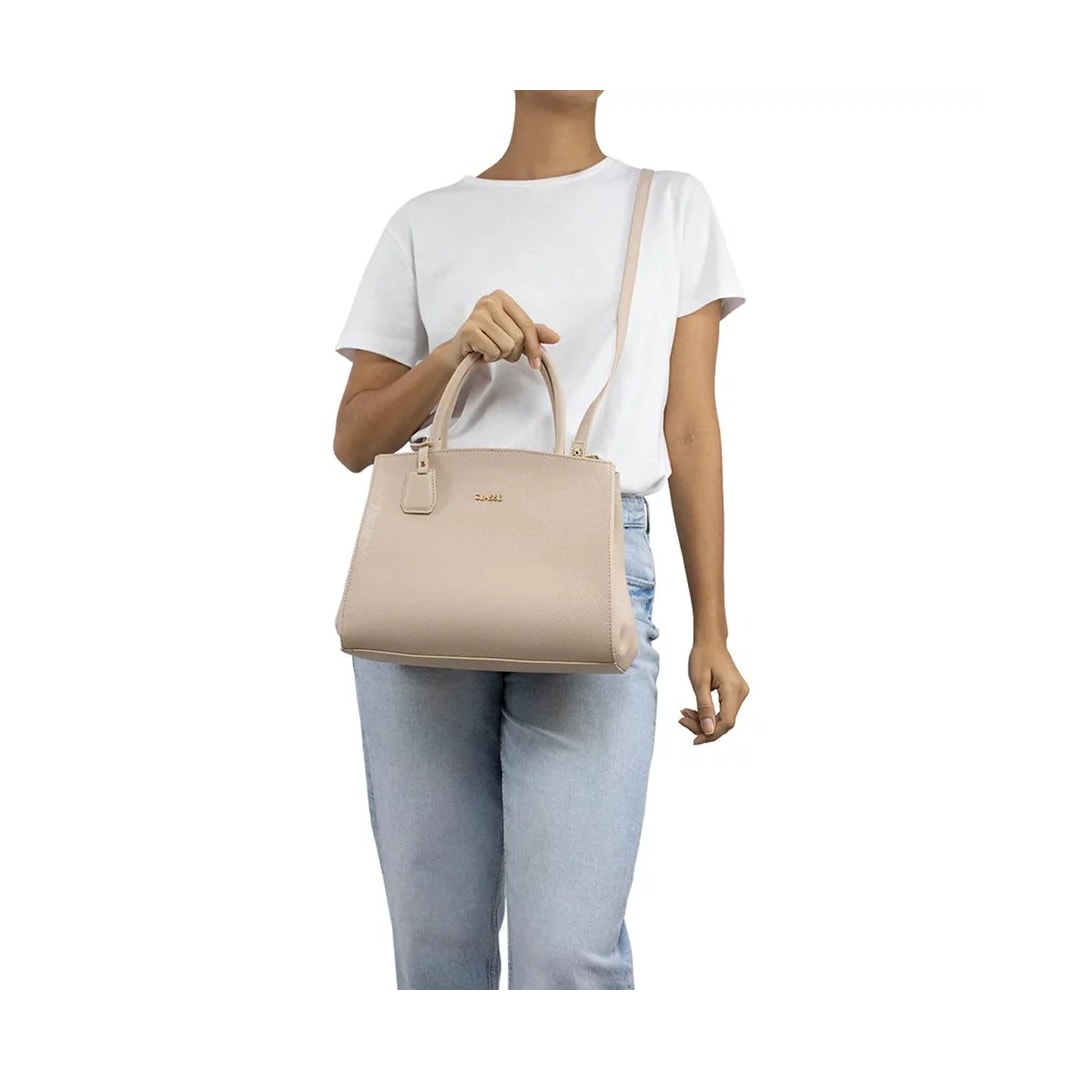 Bolsa Classe Feminina De Couro Tote 3188 Creme