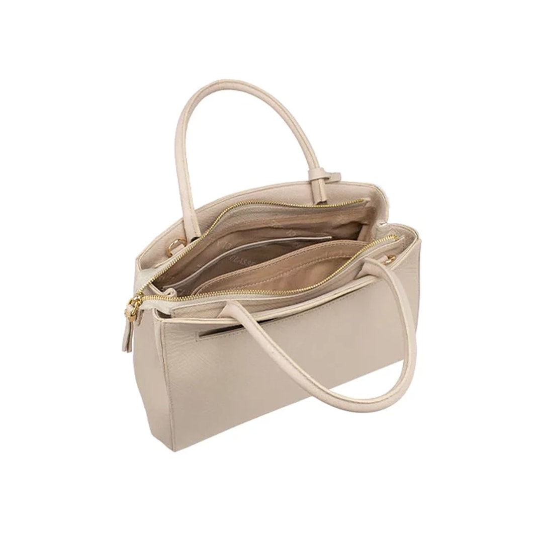 Bolsa Classe Feminina De Couro Tote 3188 Creme Bolsa Classe Feminina De Couro Tote 3188 Creme