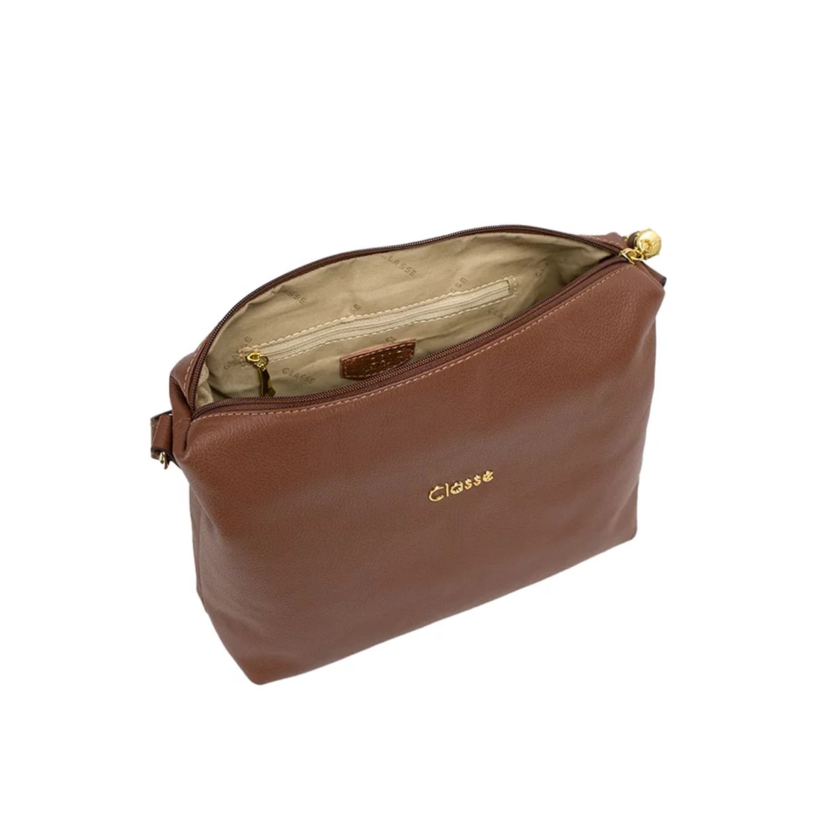Bolsa Classe Feminina Tiracolo De Couro 1751 Castor