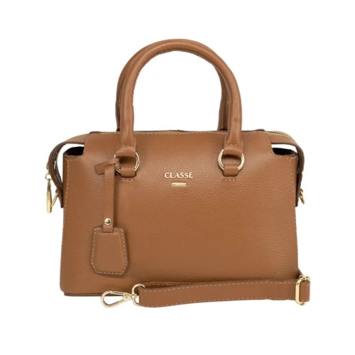 Detalhe - Bolsa Classe Feminina Tiracolo De Couro 2252 Nocciola