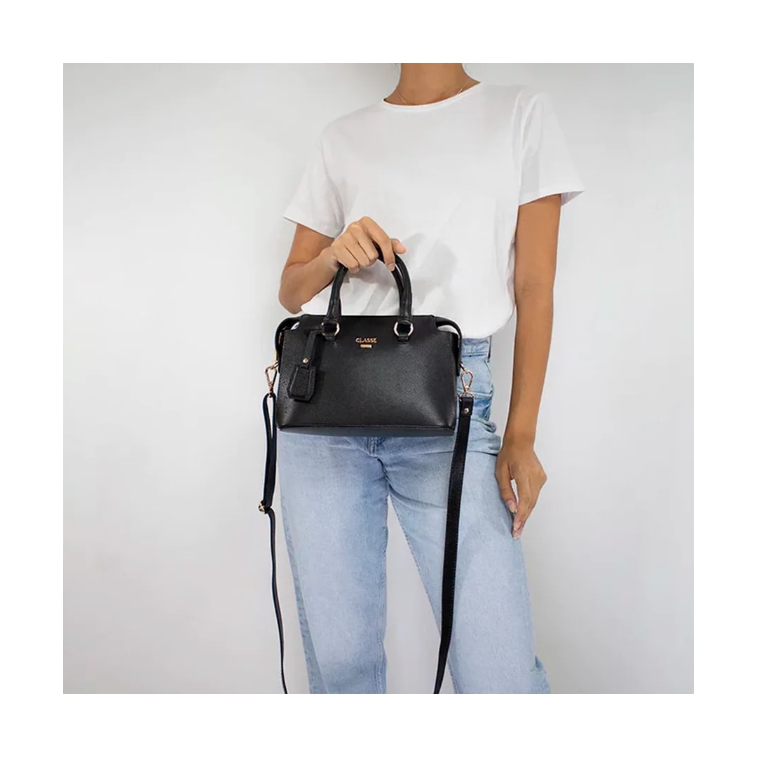 Bolsa Classe Feminina Tiracolo De Couro 2252 Preto
