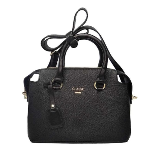 Bolsa Classe Feminina Tiracolo De Couro 2252 Preto Fosco