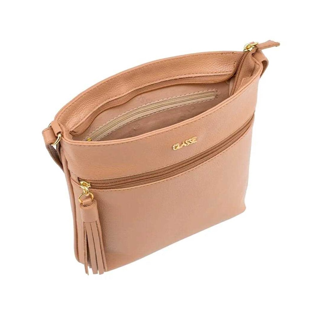 Bolsa Classe Feminina Tiracolo De Couro 3136 Tan Bolsa Classe Feminina Tiracolo De Couro 3136 Tan