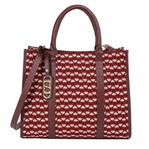 Bolsa Classe Feminina Tote Jacquard J003 Bordo/Bordo