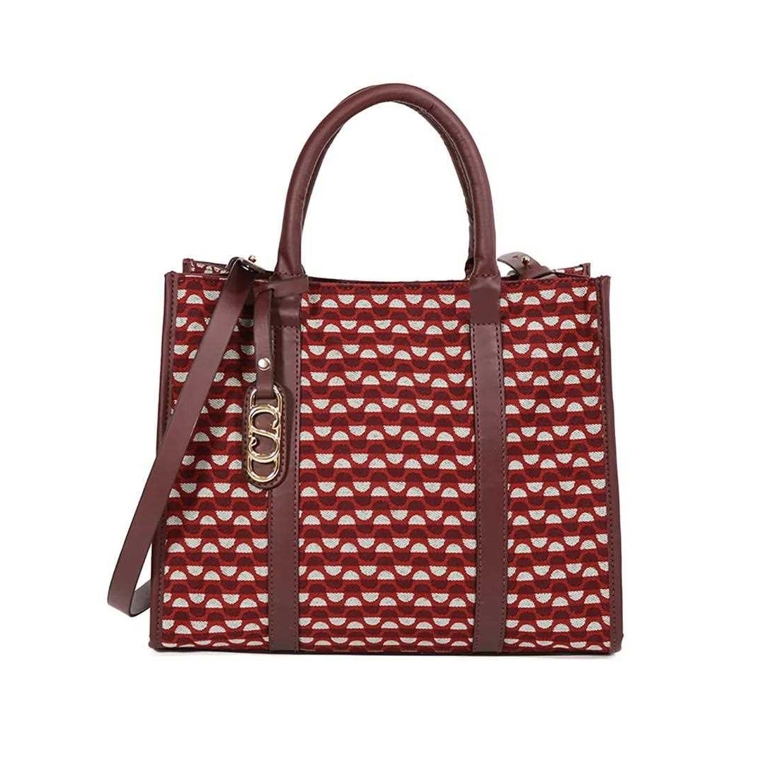 Bolsa Classe Feminina Tote Jacquard J003 Bordo/Bordo