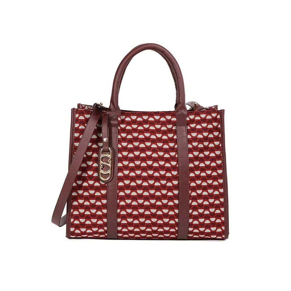 Bolsa Classe Feminina Tote Jacquard J003 Bordo/Bordo Bolsa Classe Feminina Tote Jacquard J003 Bordo/Bordo