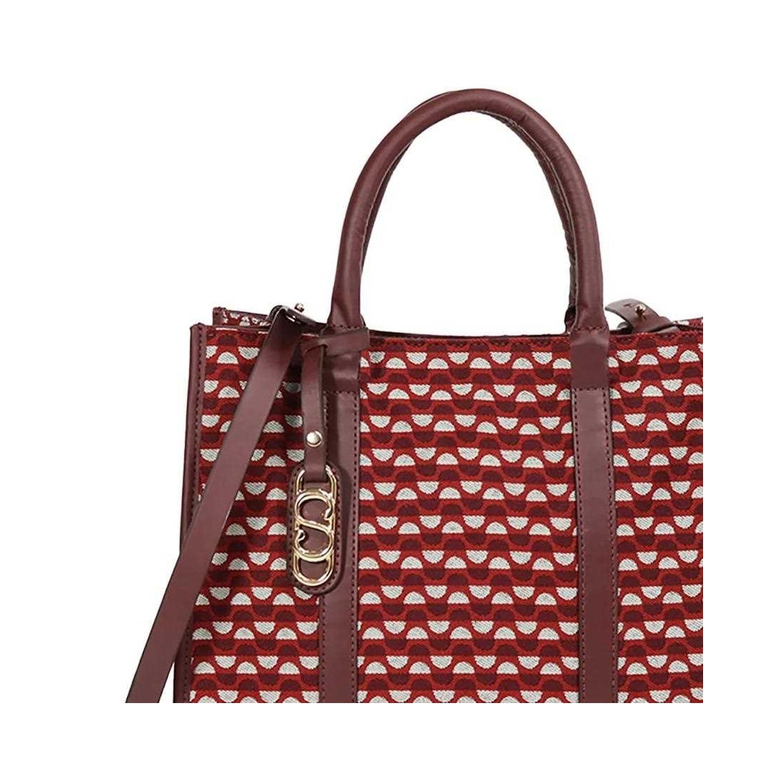 Bolsa Classe Feminina Tote Jacquard J003 Bordo/Bordo Bolsa Classe Feminina Tote Jacquard J003 Bordo/Bordo