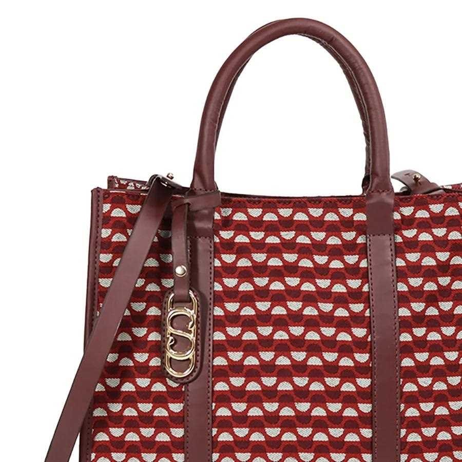 Bolsa Classe Feminina Tote Jacquard J003 Bordo/Bordo