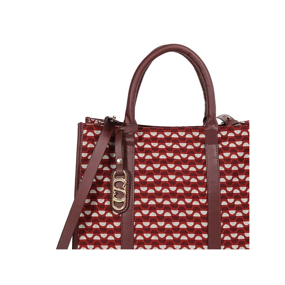 Bolsa Classe Feminina Tote Jacquard J003 Bordo/Bordo Bolsa Classe Feminina Tote Jacquard J003 Bordo/Bordo