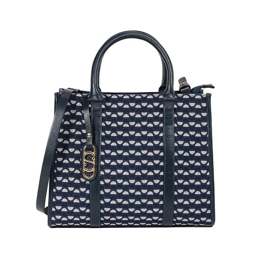 Bolsa Classe Feminina Tote Jacquard J003 Marinho/Onix