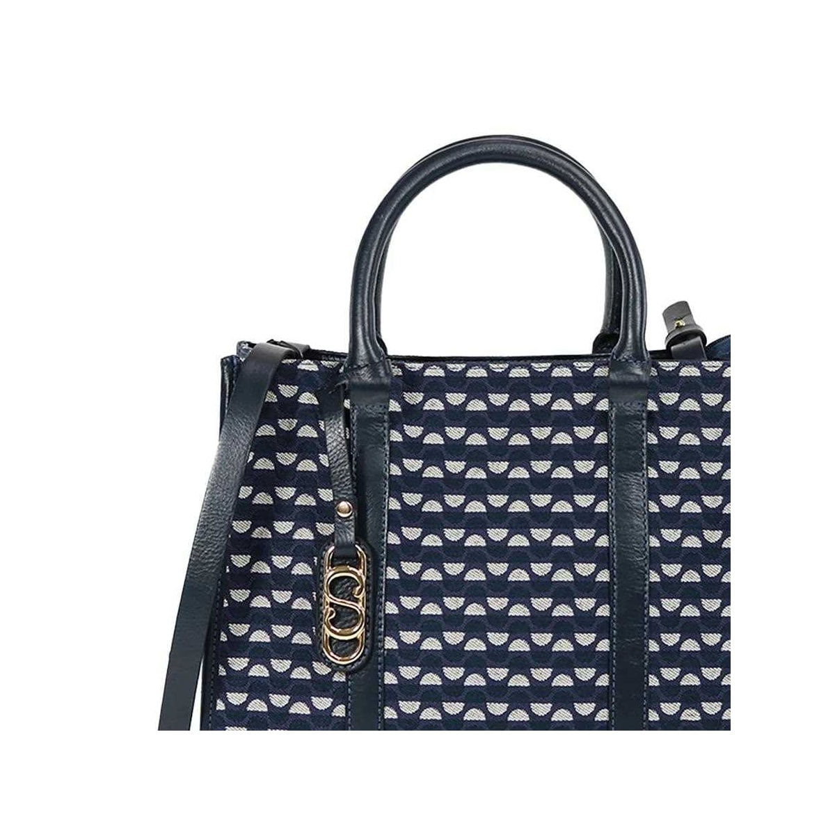 Bolsa Classe Feminina Tote Jacquard J003 Marinho/Onix Bolsa Classe Feminina Tote Jacquard J003 Marinho/Onix