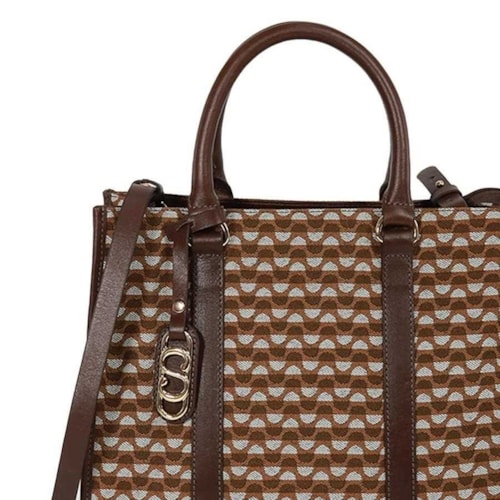 Bolsa Classe Feminina Tote Jacquard J003 Nocciola/Brown