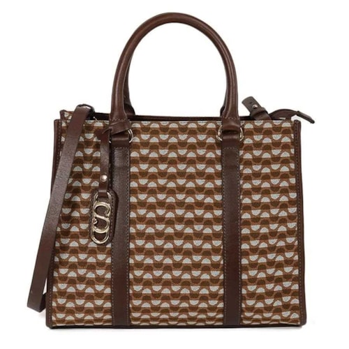 Bolsa Classe Feminina Tote Jacquard J003 Nocciola/Brown