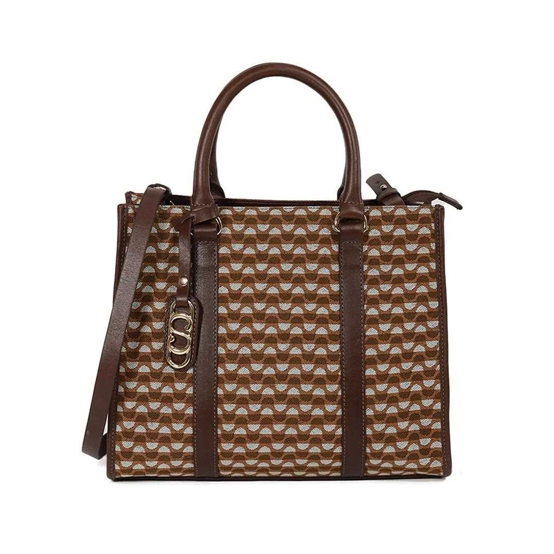 Bolsa Classe Feminina Tote Jacquard J003 Nocciola/Brown Bolsa Classe Feminina Tote Jacquard J003 Nocciola/Brown
